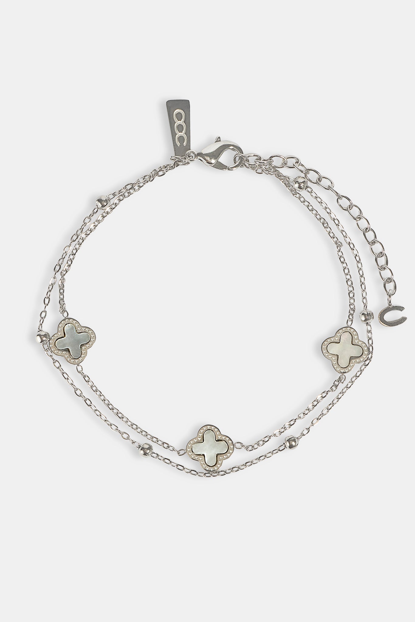 Double Layer Multi Motif Mother of Pearl Anklet -10mm - White